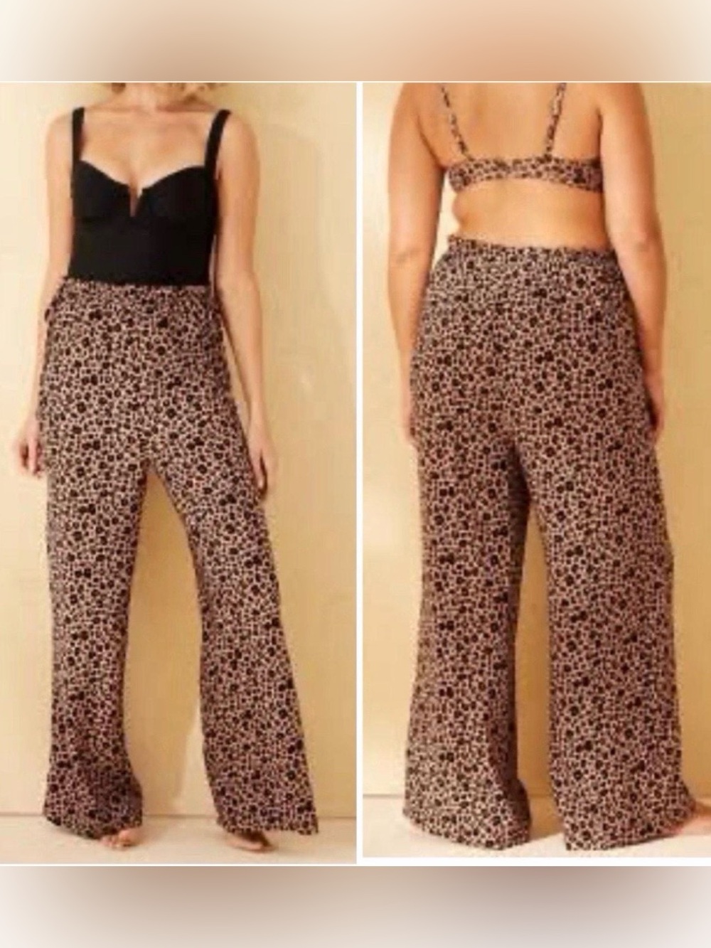 Shade & Shore Women’s Leopard Animal Print Swim Pool Cover Up Pants L (12-14)
